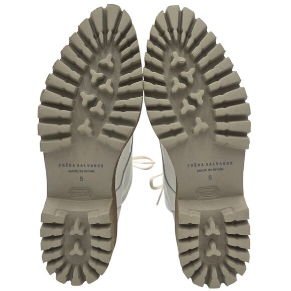 NEW Freda Salvador Emi Combat Boots Womens 5M Creme Leather Croc Embossed Shoes - Picture 7 of 16